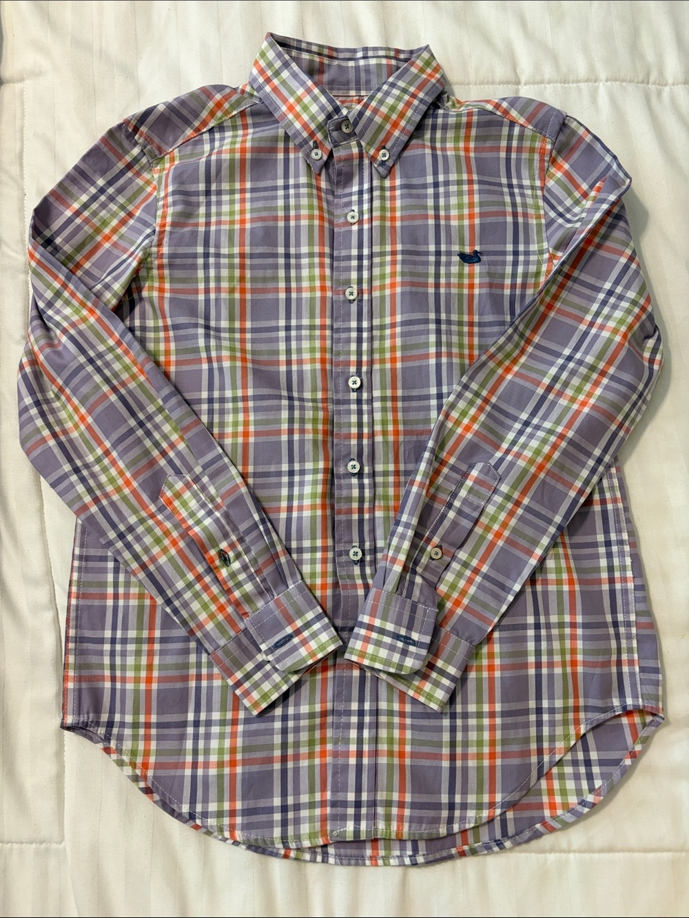 Southern Marsh Plaid Button-Down Shirt in Purple, Orange, Green